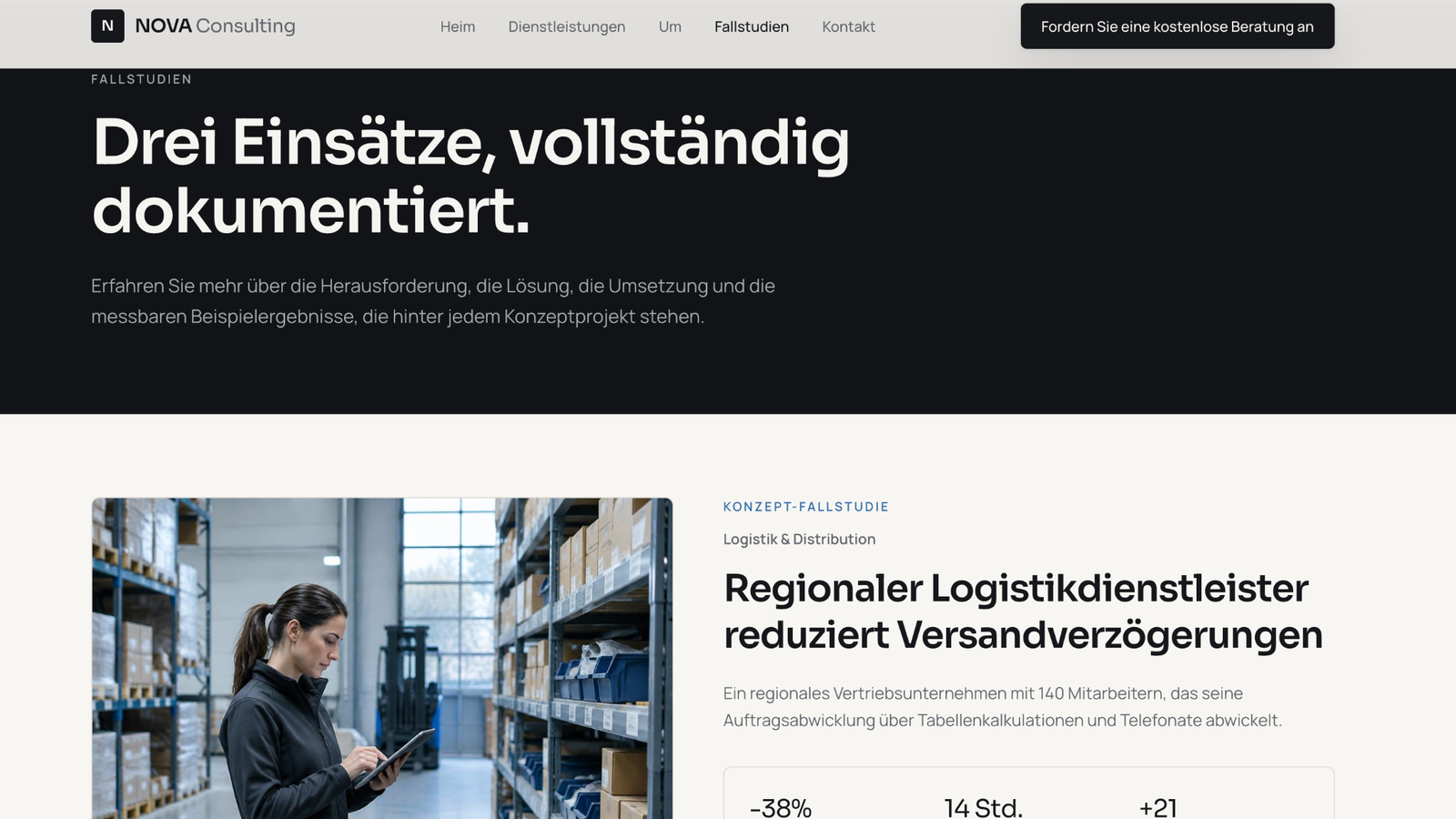 NOVA Consulting case studies page concept