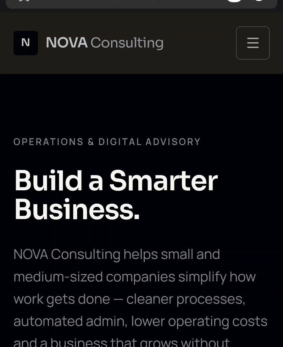 NOVA Consulting mobile homepage concept