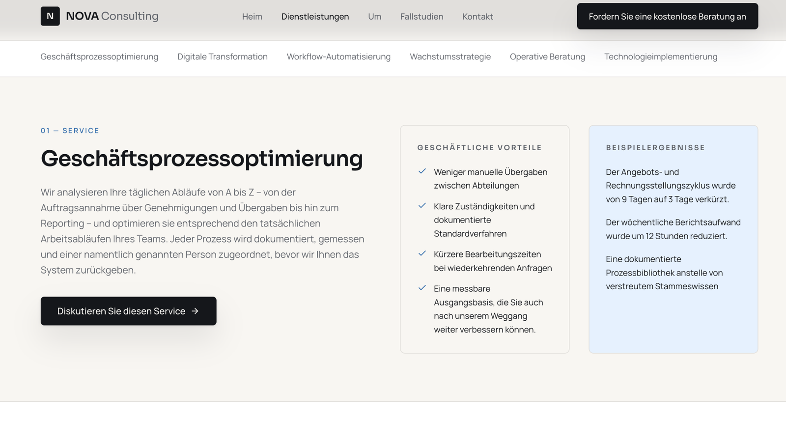 NOVA Consulting services page concept
